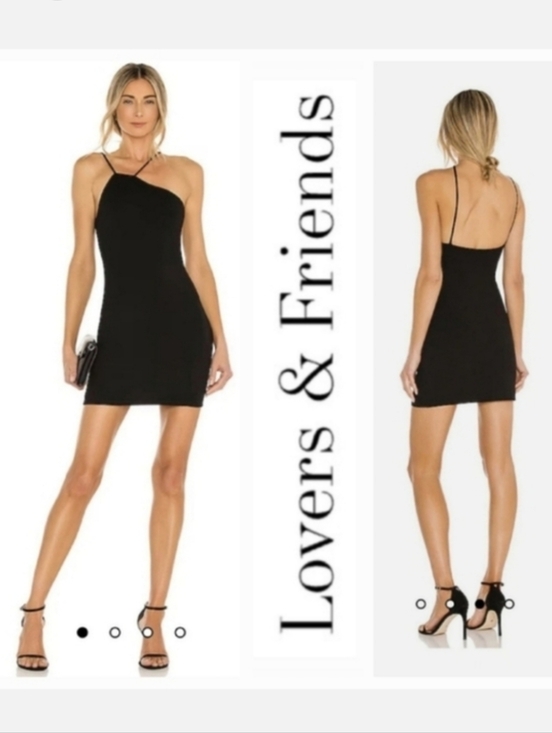 Lovers + Friends Dresses & Skirts - Lovers + Friends NWT Black Offset Halter Stretch Mini Dress Sz S